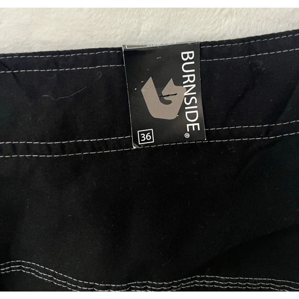 Burnside Mens Size 36 Black Board Shorts Surf Swim Trunks Drawstring NWT